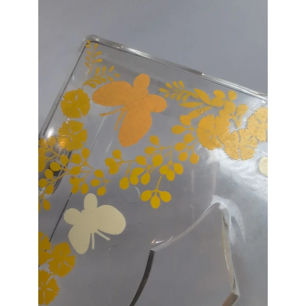 Wolff Acrylic Tissue Box Holder Mount Yellow/Cream Butterflies 10